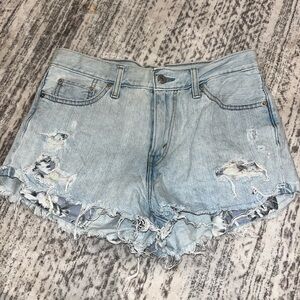 Levi's Light Blue Distressed Jean Shorts